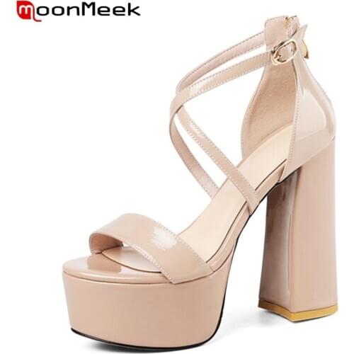 MoonMeek Women pumps 2020 summer fashion high heels shoes top quality platform party wedding shoes ladies sandals green