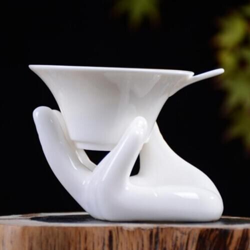 100pcs Kung Fu tea accessories Ceramic Buddhism tea filter,tea Infuser Reusable Herbal Strainer Loose coffee Leaf Filter NO366