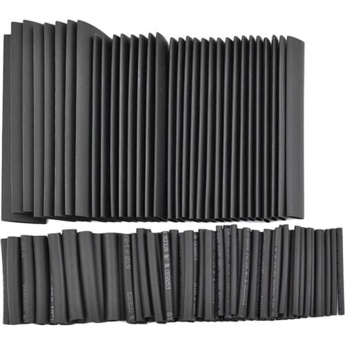 127pcs/lot Heat Shrink Tubing 7.28m 2:1 Black Tube Car Cable Sleeving Assortment Wrap Wire Kit with Polyolefin Assortment
