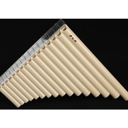 New 16 Tube Eco-friendly Resin C tone Pan Flute Easy Learning for Woodwind Musical Instruments Lovers Beginner ivory yellow