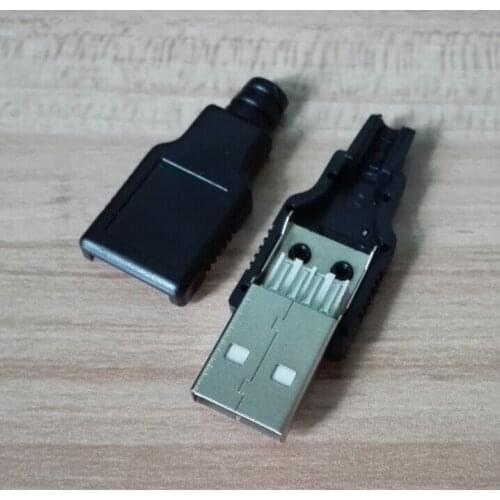 250sets/lot 2.0 USB Male connector, USB Plug, USB 2.0 Male plug Jack Colour Black free shipping