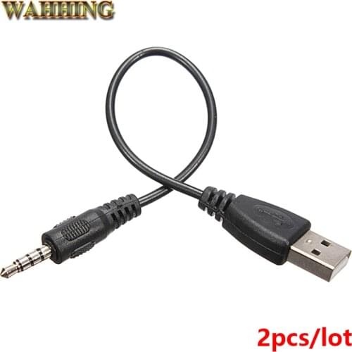 2pcs Jack 3.5MM Male to USB Male Aux Sync Charger Adapter Stereo Audio USB Charging Data Cord Cable HY331