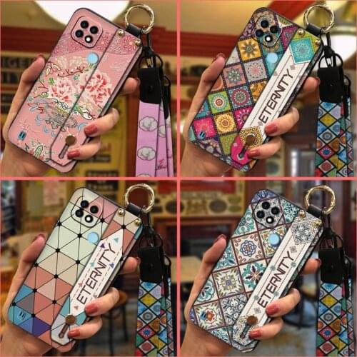 Cover Wristband Phone Case For OPPO Realme C21 For Girls Waterproof Phone Holder Chinese Style