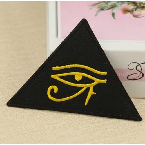 Triangle Eye of Horus Black patch ancient Egyptian symbol protection power Iron on sew Patch Badge Applique for Clothing Shirt