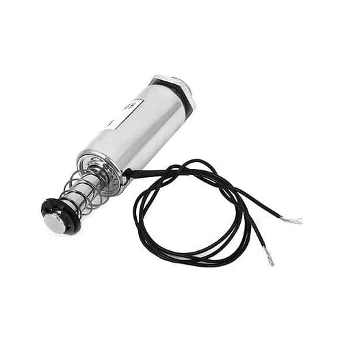 DC 12V or 24V Stroke 10mm Push Type Tubular Solenoid Electromagnet w Spring Return XRN-19*42TL