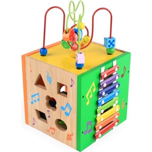 Wooden Multi-function Intelligence Around The Bead Treasure Box Childrens Educational Toys Beaded Gift