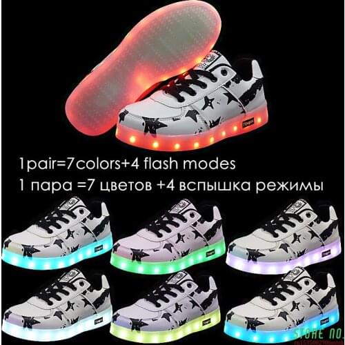 Led Children Shoes With Usb Charge 11 Colors Boy&Girl Glowing Controllable Lamp Flashing Sport Casual Luminous Sneakers