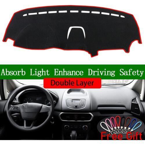 Double Layer Car Stickers For Ford ecosport 2018 Dashboard Cover Car Accessories Interior Anti-UV Car Decals