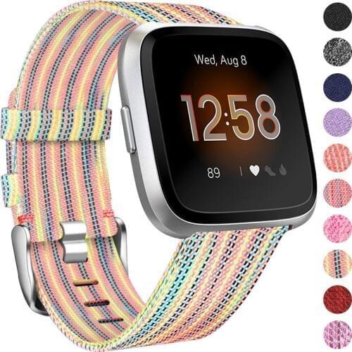 For Fitbit Versa/Versa 2, Versa Lite Edition Bands Small Large, Woven Fabric Accessories Strap Wristband Replacement Women Men