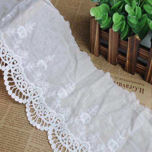 Exquisite Cotton Cloth Embroidery Lace Fabric Clothes Accessories Width13.5cm 5Yds or 10Yds/lot