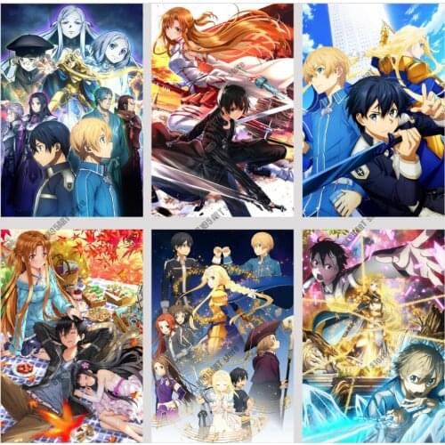 Full Square/Round Diamond Painting Sword Art Online Anime DIY Diamond Embroidery Cross Stitch Kits Mosaic Home Decoration Gift