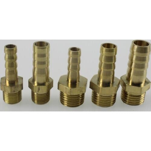 Hose Brass Pipe Fitting 4mm 6mm 8mm 10mm 12mm 19mm Barb Tail 1/8" 1/4" 3/8" 1/2" BSP Male Connector Joint Copper Coupler Adapter