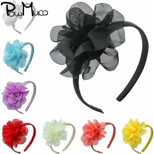 Powmuco Lovely Handmade Chiffon Flowers Elastic Hairband Fashion Princess Hair Hoop Baby Girls Headwear Kids Photography Props