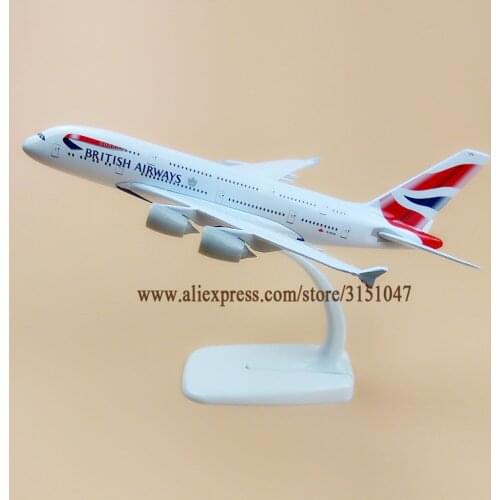 Alloy Metal Air British Airways A380 Airplane Model British Airbus 380 Airlines Plane Model Stand Aircraft Gifts 20cm