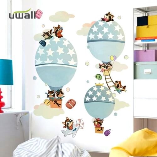 Cartoon Hot Air Balloon Wall Stickers For Kids Rooms Home Decor Stickers Baby Child Bedroom Wall Decoration Anime Sticker