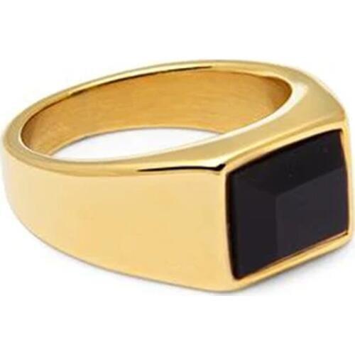 Mixed size Men Rings Natural black onyx stainless steel Mens Squared Signet Ring Jewelry gift 20pcs/lot+ shipping