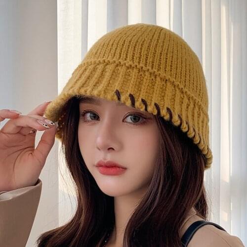 2021 New Fashion Solid Color Striped Knitted Bonnet Women Hat Winter Autumn Warm Knit Beanie Cap Ladies Girls Hats Cap