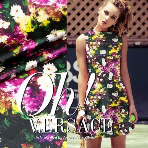 New arrival 118cm wide 94% silk 6% spandex 19mm colorful flower print elastic silk fabric for dress cheongsam