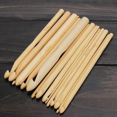 2019 New Arrival 16 Sizes Set 6" Bamboo Knitting Weave Needle Crochet Hooks Craft Tool 2.0-12.0mm Hot Sale