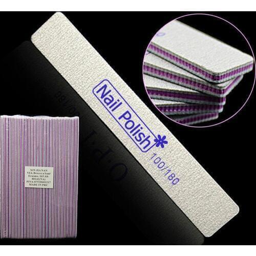 Wholesale 200pcs Manicure Buffer 100/180 Sanding Long Suquare Nail File Nail Buffer Pedicure Polish Grinding Tool Free Shipping