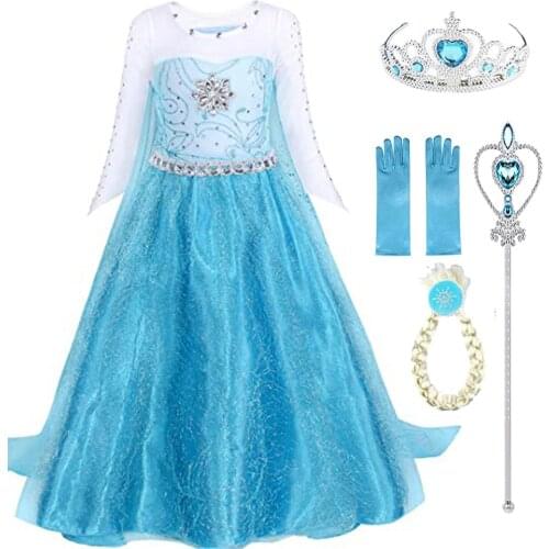 Snow Queen Princess Dress Clothing Girls Elsa Dress Anna Summer Kids Childrens Costumes Birthday Party Teen Vestidos Disfraz