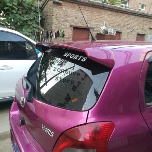 Use For Toyota Yaris 2008--2013 Year Spoiler Sport ABS Plastic Carbon Fiber Look Rear Trunk Wing Car Body Kit Accessories