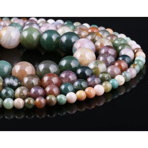 Natural Stone India Agated Round Loose Crystal Beads 4 6 8 10 12mm For Jewelry Making Tribal Necklace Bracelet