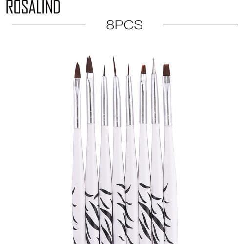 ROSALIND 8 Pcs/Kit Nail Brushes for Manicure Design Tool Set UV Gel Acrylic Brushes Liner Pen Nail Art Brush For Nails Design
