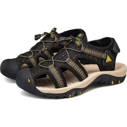 Sandal gladiator slippers walking big shoe outdoor slip masculina sandalia genuine piel shoes cuero handmade hole homens samool