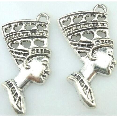 6pcs 15719 Antique Silver 38*19.5mm Egypt Queen Charms Pendant For Jewelry Making Bracelet Vintage Accessories