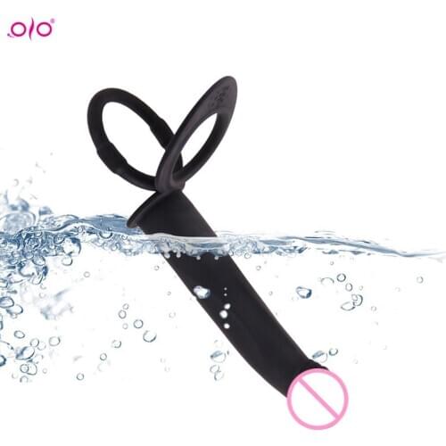 OLO Double Penetration Vibrator Penis Strapon Dildo Vibrator Sex Toy For Women Man Strap On Penis Anal Beads Plug Adult Massager