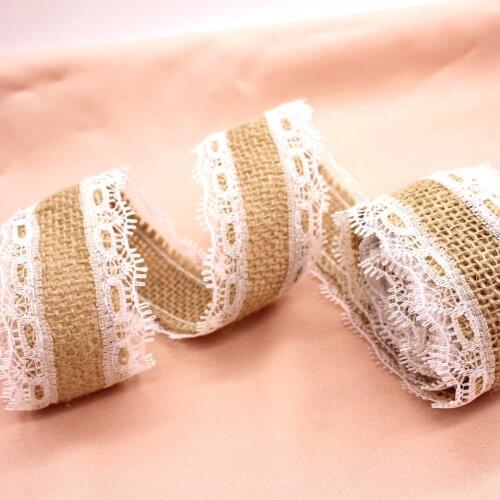 2M 5M Natural Jute Burlap Hessian Ribbon lace Rustic Vintage Wedding decoration Merry Christmas Party decor Supplies DIY hot