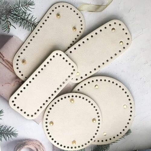 IKE MARTI Beige Leather Bottom With Holes Rivet Knitting Bag DIY Woven Women Sling Crossbody Shoulder Bags Handbag Accessories