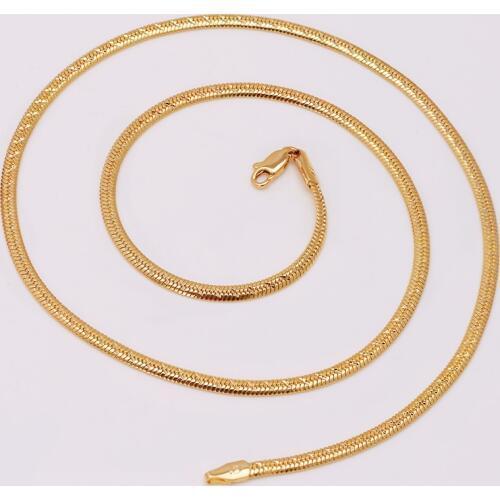 XP Jewelry -- (60cm*3mm) Small Snake Chain Necklaces For Men Fashion Jewelry Gold Color 18 k Embroidery Nickel free Copper