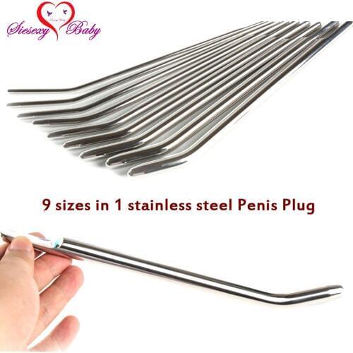 ZH008 9 in1 Stainless Steel Penis Plug Sex Toys for Men, Urethral Dilators Catheters sounds Prince Stretching