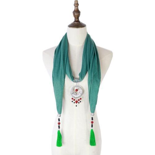 Women jewelry pendant scarf tassel hijab stole necklace beads echarpe beach muffler cotton bandelette shawls fashion stole