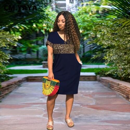 CM.YAYA Women Dress Patchwork Short Sleeve Loose Straight Midi Dresses with Pockets Casual Fashion Streetwear Summer 2021