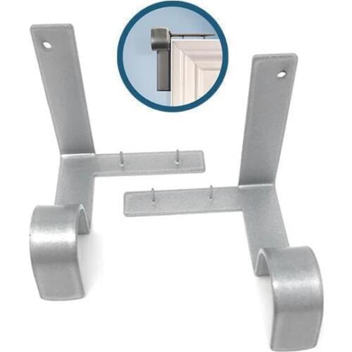 2PC Single Hang Curtain Rod Holders Bracket Into Window Frame Curtain Rod Bracket Curtain Rod Bracket Black