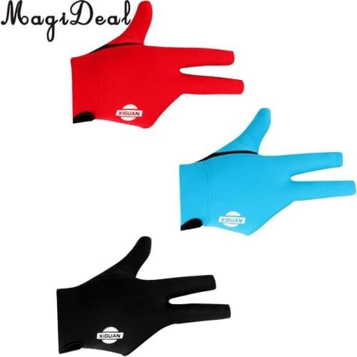 3-Finger Professional Sweat Absorbing Stretchy Right Hand Snooker Pool Cue Billiard Glove Red Black Blue