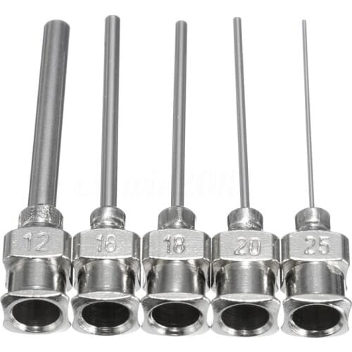 5Pcs Gauge Blunt Stainless Dispensing Syringe Needle Tip 12/16/18/20/25/38G