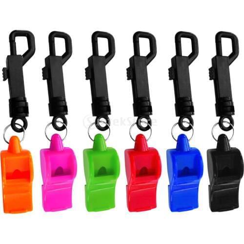 6 Pieces Scuba Diving Emergency Survival Safety Whistle with Snap Clip