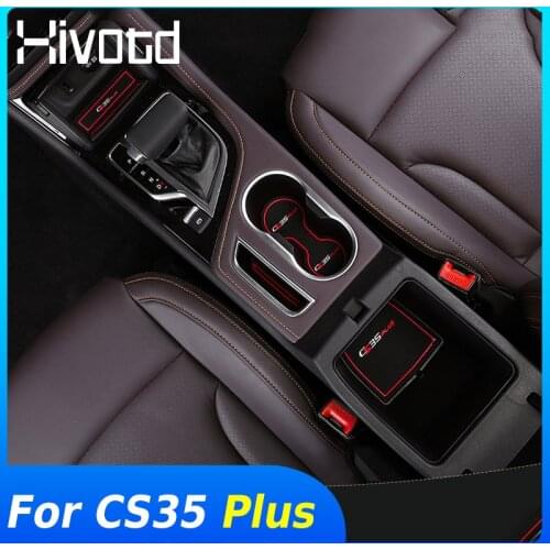 Hivotd Car Door Cup Mat Interior Non-slip Accessories Decoration Parts Car Styling Coaster Door Slot Pad For Changan CS35 Plus