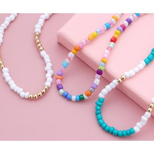 Bohemian Colorful Beads Anklets for Women Handmade Elasticity Foot Jewelry Summer Beach Barefoot Bracelet ankle on Leg 2021