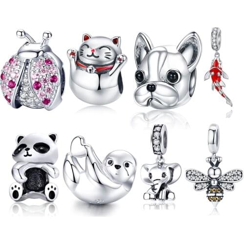 WOSTU Environmental Alloy Hot Sale Cute Animals Dogs Beads Charms Pendants Fit Bracelets Women Fashion Jewelry Making DIY Gift