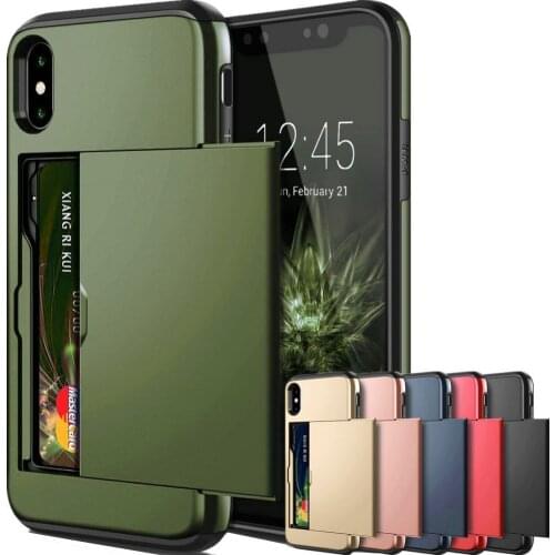 Business Phone Case Funda For iPhone XR X 11 Pro XS Max SE 2020 Coque Slide Armor Card Slots Cover For iPhone 7 8 6 6S Plus 5 5S