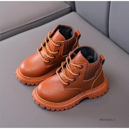 2021 Kids Winter Childrens Martin Boots PU Leather Boots Boys Short Boots Girls British Single Boots All-match Waterproof boots