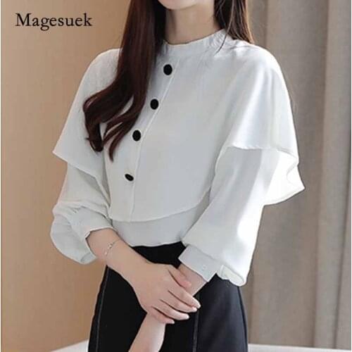 Plus Size Womens Blouses Autumn Long Sleeve White Blouse Women 2020 Loose Office Lady Chiffon Women Casual Blouses Blusas 10518