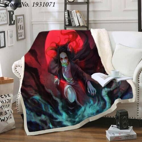 Demon Slayer Anime 3D Printed Fleece Blanket for Beds Thick Quilt Fashion Bedspread Sherpa Throw Blanket Adults Kids 14