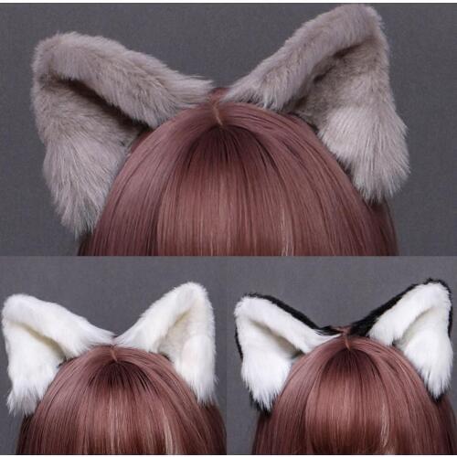 Handmade Cute Furry Animal Beast Ear Hairpin Headwear Cosplay Soft Girl Kawaii Plush Cat Ear Japanese Lolita Hair Accessory Prop