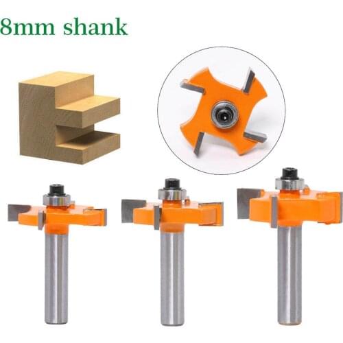 1pcs 8mm Shank T type Bearing Joint Slot Woodworking CNC Groove Biscuit Slotting Router Bit Tool Bits Milling Cutter for Wood